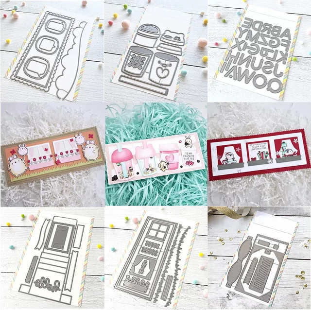 Alphabete Mega Flipper Slim Window Tag Stanzformen Boba Shaker Set für DIY Scrapbooking und Kartenherstellung aus Metall - Bild 1