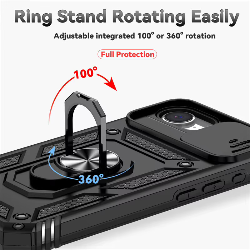 Stoßfeste Schutzhülle für iPhone 16e mit Kamera-Objektivschutz und Slide-Funktion in Schwarz oder Blau - Bild 5