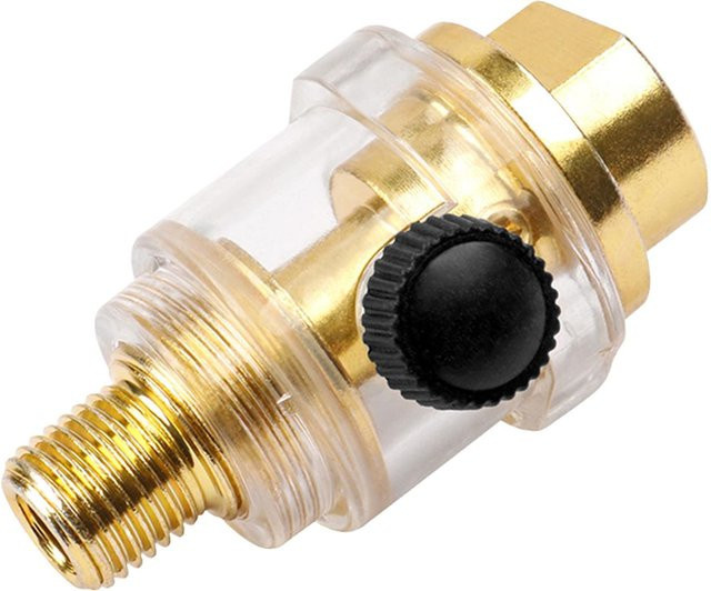 Inline-Öler Schmierstoffgeber mit Schnellanschluss und transparenter Abdeckung für pneumatische Luftwerkzeuge, 1/4 Zoll, Gold/Transparent - Bild 1