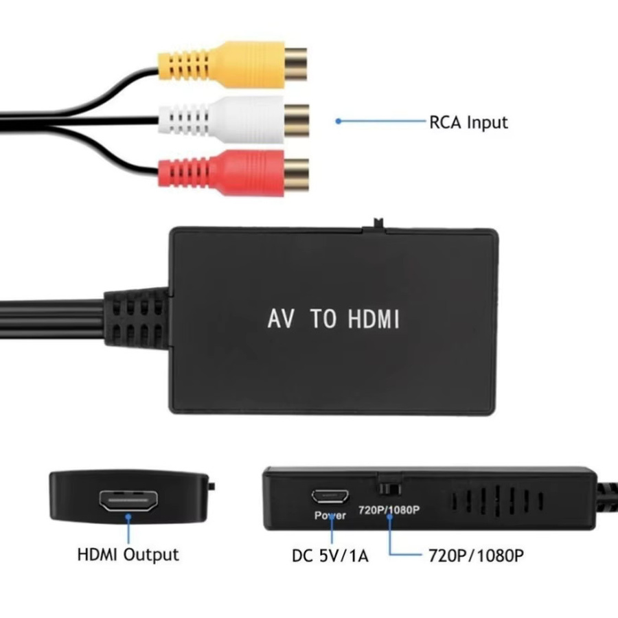 YIGETOHDE RCA zu HDMI Audio Video Konverter AV2HDMI Adapter in Schwarz mit 1080P Unterstützung für PAL/NTSC, kompatibel mit PS2, PS3, XBOX, VHS und Blu-Ray DVD - Bild 3