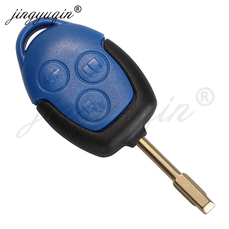 Jingyuqin Ersatz 3-Tasten-Funkschlüsselgehäuse Set für Ford Transit Connect in Blau - Bild 3