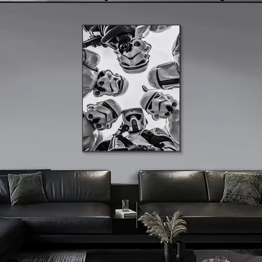 Potdemiel Wandkunst Stormtrooper HD-Leinwanddruck in Schwarz-Weiß-Ästhetik - Bild 3