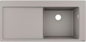 Hansgrohe Einbauspüle aus Granit-Verbundwerkstoff in Grau, 1 Becken rechts mit Abtropffläche links, B/T: 103,0 x 49,0 cm - Bild 1