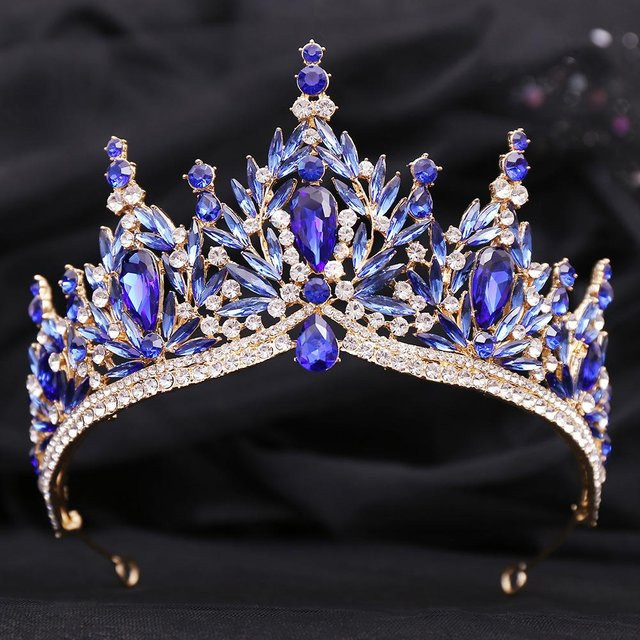 YIRAN Jewelry Diadem, Wassertropfen Kristall Opal, blue, Damen, Mädchen - Bild 1