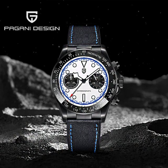 Pagani Design Chronograph, Quarzuhr, Edelstahl, Kautschuk, Schwarz, Herren - Bild 1