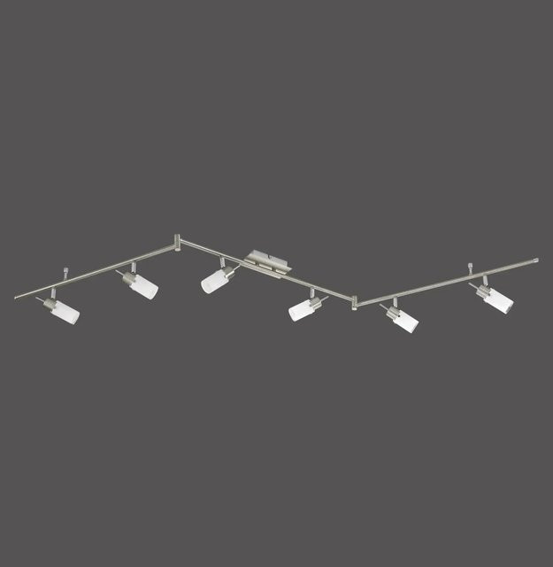 Just Light LED-Spot Deckenleuchte aus Stahl in Silber mit transparentem Glas, 6-flammig, verstellbar - Bild 1