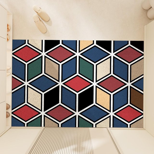 Schmutzabstreifmatte Seidenring für den Haushalt, rutschfest und schmutzabweisend, Polyester, Mehrfarbig, B/T: 75 x 45 cm - Bild 1
