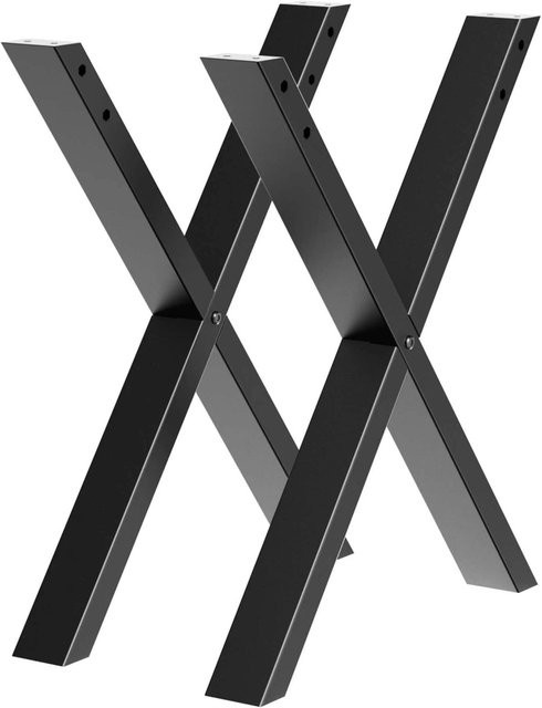 Wiltec Tischbeine Set X-Profil in Schwarz Matt aus Stahl, Tischgestell X-Form, Höhe: 72 cm, Breite: 60 cm, Tiefe: 60 cm - Bild 1