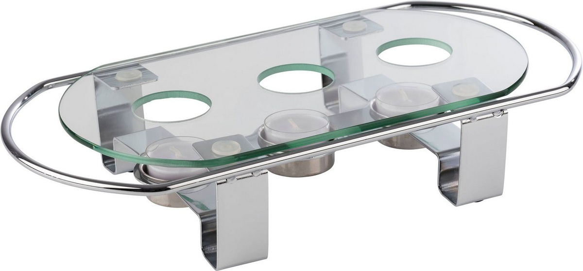 APS Speisenwärmer aus Metall und Glas in Silber und Transparent, B/H/T: 18 x 33,5 x 5,5 cm - Bild 1
