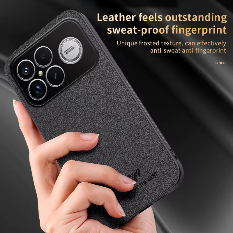 Xiaomi Silikon Schutzhülle mit matter Litschi-Ledertextur für Poco F8 F7 F6 F5 Pro F7 Ultra F8 Ultra in Schwarz und Grau - Bild 2