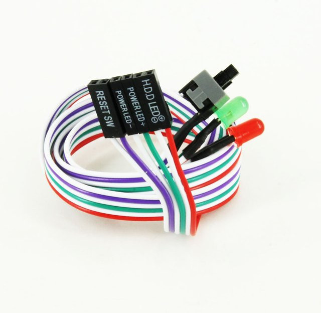 OULLX Computer Host Switch Stromversorgungskabel mit LED für Desktop-Motherboard in Multicolour - Bild 1