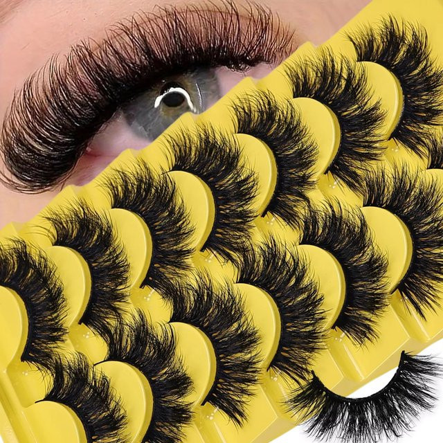 JIEFUXIN Künstliche Wimpern, 7 Paar, 3D-flauschig, Unisex - Bild 1