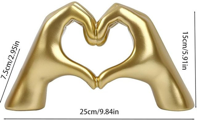 Abstrakte Fingergesten Figur als ornamentale Hand-Skulptur in Schwarz und Gold für dein Schreibtisch-Ornament, Höhe: 15,0 cm, Breite: 25,0 cm - Bild 1