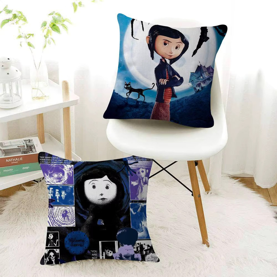 Beast Kingdom 5D Anime C-Coraline Kissenbezug im Farmhouse-Stil, quadratisches Dekokissen in Blau, B/T/H: 30 x 30 x 30 cm - Bild 3
