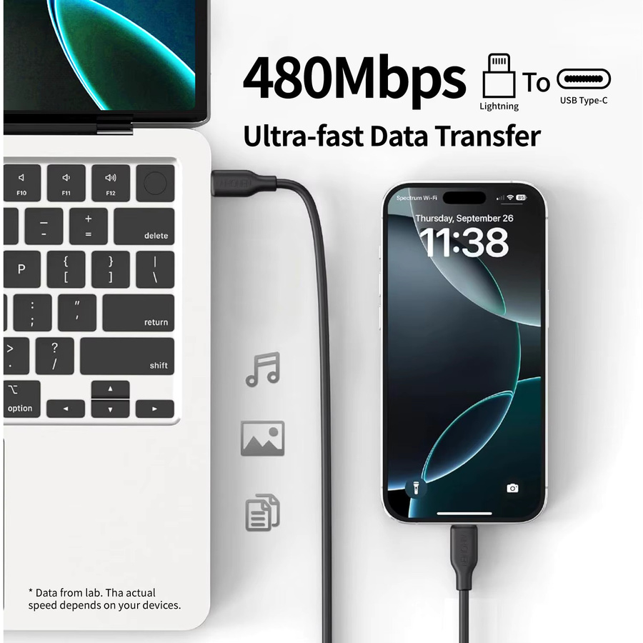 LAIHONEN USB-C auf Lightning Schnellladekabel 27W in Schwarz für iPhone und iPad - Bild 6