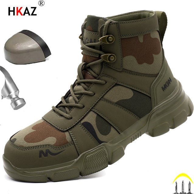 Kankeirr Sicherheitsschuhe High Top für Männer in Grün mit Stahlkappe und rutschfester Sohle - Bild 1