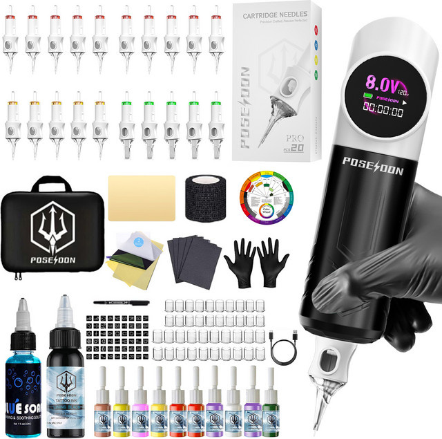 Poseidon V6 Tattoo Kit, Permanent Make-Up Tattoo Maschine, Drahtlos - Bild 1