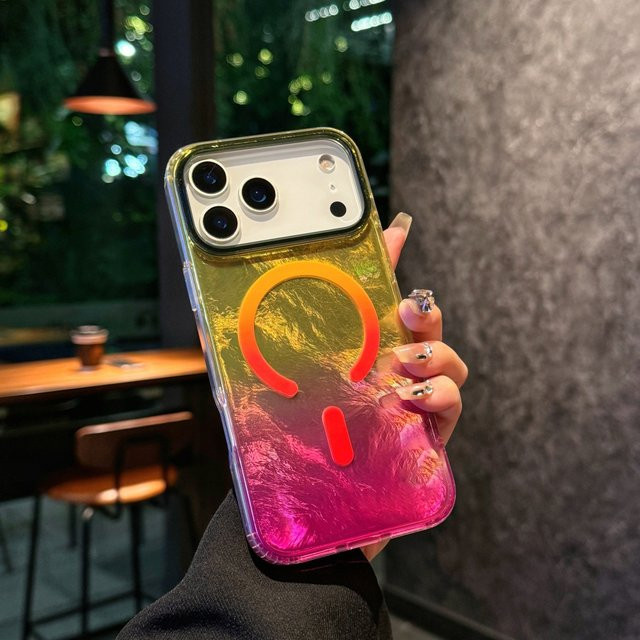 iPhone 17 Pro Max Hülle mit Farbverlauf und Gletschermuster in Reen Blau - Bild 1