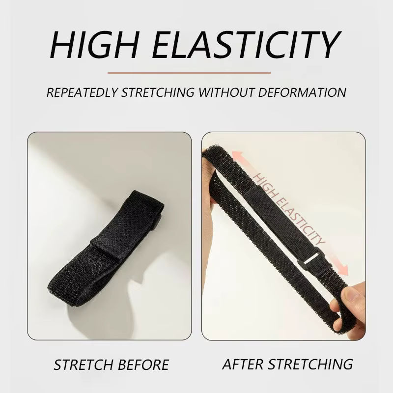 5 Stück elastische Kabelbinder mit Klettverschluss aus Nylon in Schwarz mit umgekehrter Schnalle und Stretch-Verschluss als Kabelwickel-Organizer - Bild 4