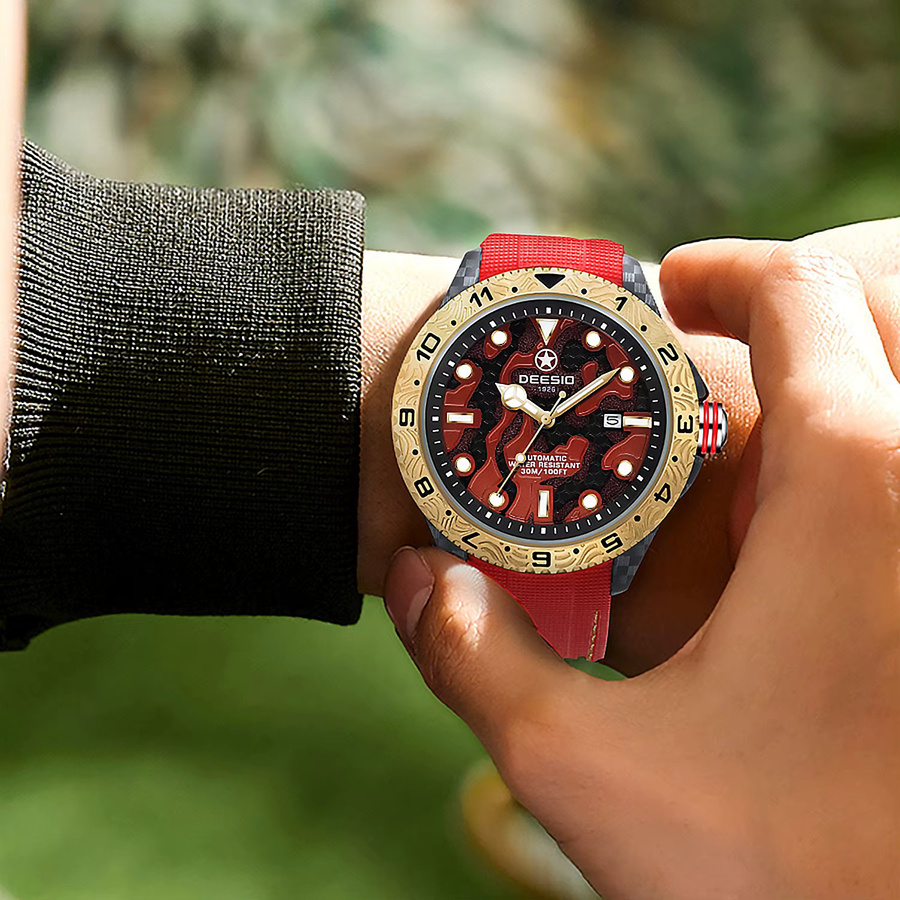 Deesio Armbanduhr Automatik, Kohlefaser, Schwarz, Herren - Bild 3