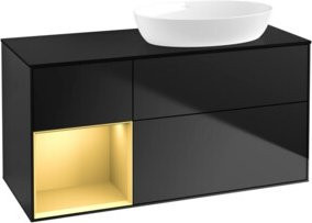 V&B Waschtischunterschrank Finion in Schwarz mit goldenen Regalen, Breite: 120 cm, Tiefe: 50,1 cm, Höhe: 50,1 cm - Bild 1