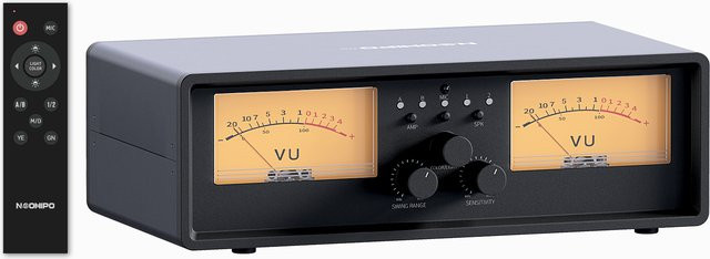 NEOHIPO ET30 Verstärker-Lautsprecherwahlschalter mit VU-Meter und DB-Panel-Anzeige in Schwarz - Bild 1