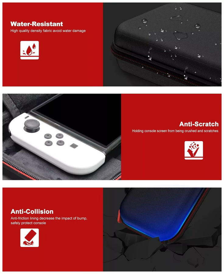 BEBONCOOL Tragetasche für Nintendo Switch, Switch OLED und Nintendo Switch 2 in Schwarz mit großem Fassungsvermögen für Zubehör - Bild 4