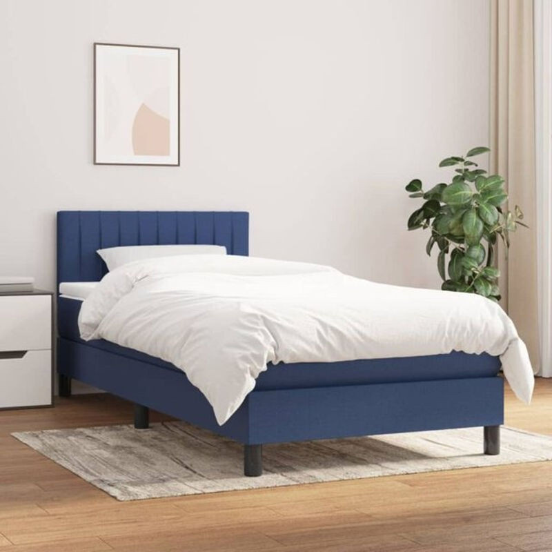 Vidaxl Boxspringbett mit Matratze aus Stoff in Blau, Modernes Design, B/T/H: 90 x 200 x 78 cm - Bild 1