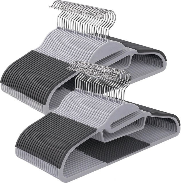 Relaxdays Kleiderbügel aus Kunststoff in Grau, rutschfest und platzsparend, 50er-Pack, B/H/T: 41,5 x 22,5 x 0,5 cm - Bild 1