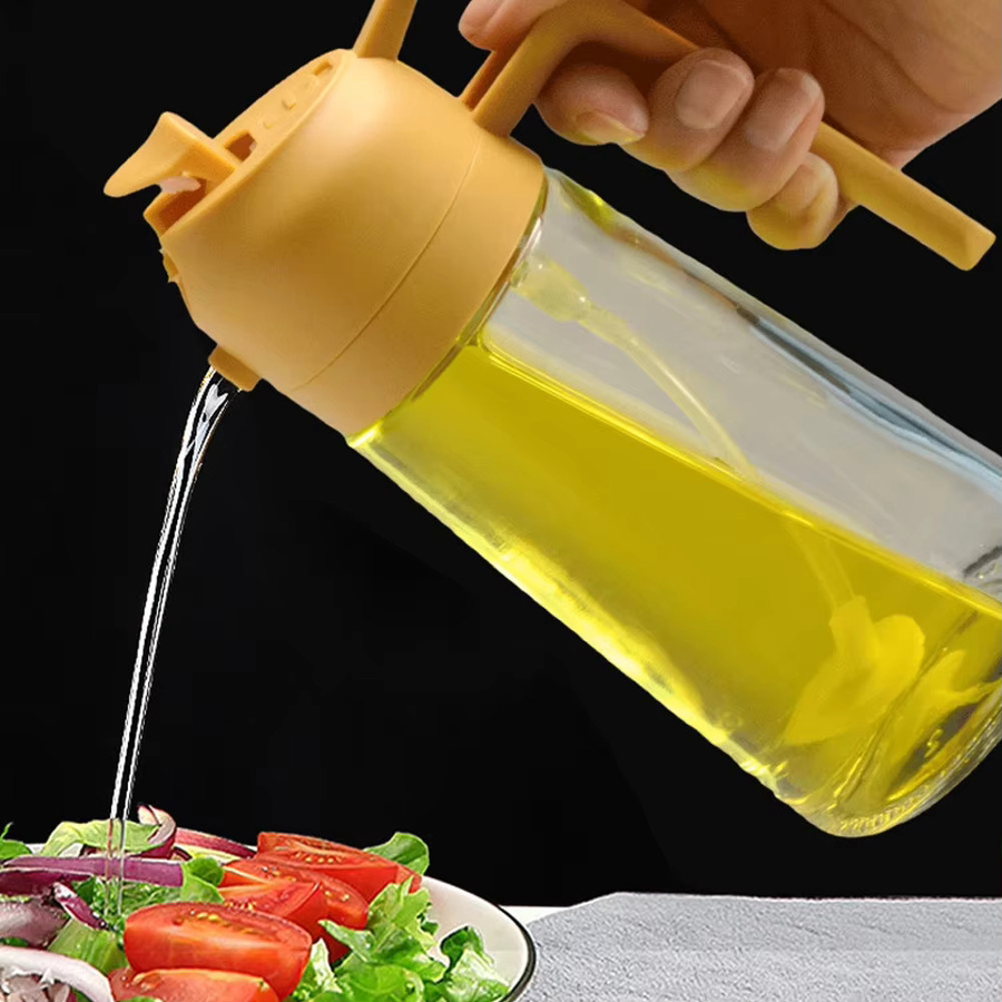 Aihogard 2-in-1 Ölsprühflasche und Speiseölspender in Rundform für Luftfritteuse, Salat und Backen, 450 ml oder 600 ml - Bild 3