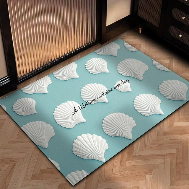 Rutschfeste Badezimmer Matte aus Diatomeenerde, schnelltrocknend und saugfähig, Blau, B/T: 60 x 40 cm - Bild 1