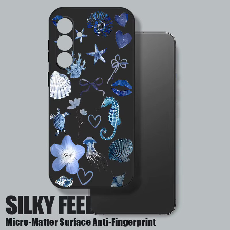 Samsung Handyhülle mit Marine-Tier-Design Quallen und Seepferdchen in Grau für Galaxy S25 FE S24 S23 S22 Ultra Plus A56 A17 A16 A36 A55 A54 A15 - Bild 3
