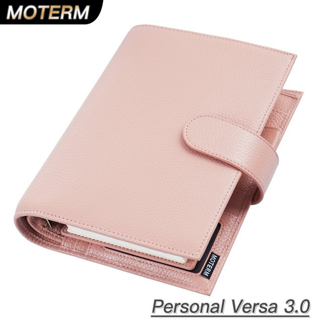 Moterm Versa 3.0 Ringe Planer Notizbuch aus genarbtem Rindsleder in Pink mit 25-mm-Ringen Organizer Agenda Journal - Bild 1