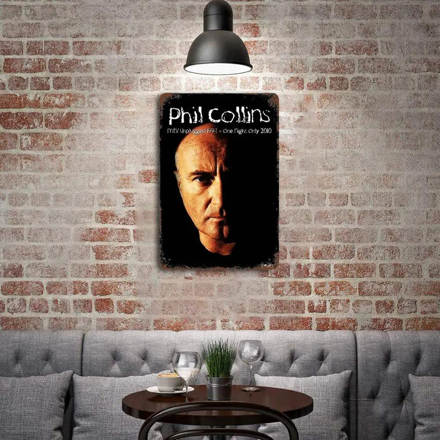 Vintage Phil Collins Schlagzeuger Metallschild ZX ART Dekorative Plakette, B: 30 cm, H: 20 cm, Mehrfarbig - Bild 3