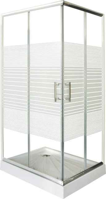 Eckige Duschkabine Sanotechnik in Chrom und Silber mit transparentem Glas, B/T: 100 x 80 cm - Bild 1