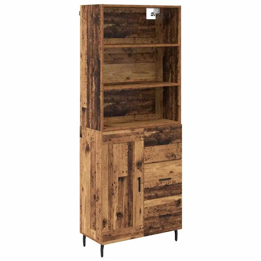 vidaXL Highboard Altholz in Braun aus Engineered Wood und Glas B/T/H: 69,5 x 34 x 180 cm - Bild 2