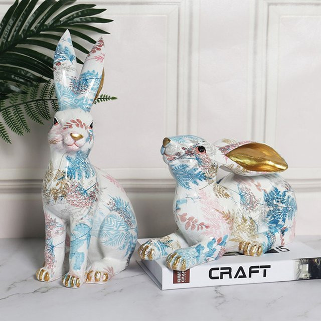 APWIKOGER Kaninchen-Skulptur aus Kunstharz als dekoratives Osterhase-Ornament für dein Wohnzimmer - Bild 1