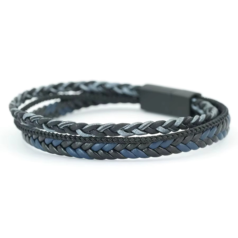 Lederarmband, geflochten, Schwarz, Herren - Bild 3