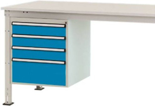 Manuflex ZB4812.5012 Gehäuse-Unterbau Stationär in Blau/Mehrfarbig mit 4 Schubfächern und Nutzhöhe 500 mm für Tischtiefe 800 mm - Bild 1