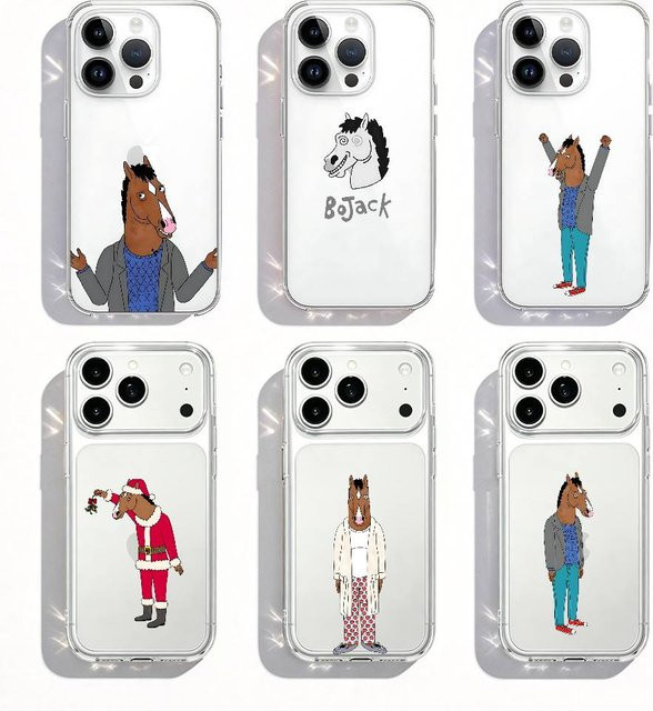 Mesuca Handyhülle mit Cartoon B-BoJack H-Horseman Design, transparente und stoßfeste Schutzhülle für iPhone 17 16 15 14 13 12 11 Pro Max - Bild 1