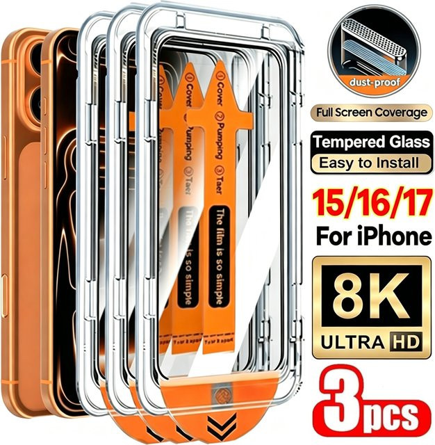 TAOYUNXI Displayschutzfolie aus Schutzglas für iPhone 11 bis iPhone 18 Pro Max, transparent, 1-3 Stück - Bild 1