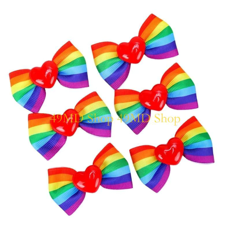 49MD Haarspange mit Schleife, Regenbogenfarben - Bild 1