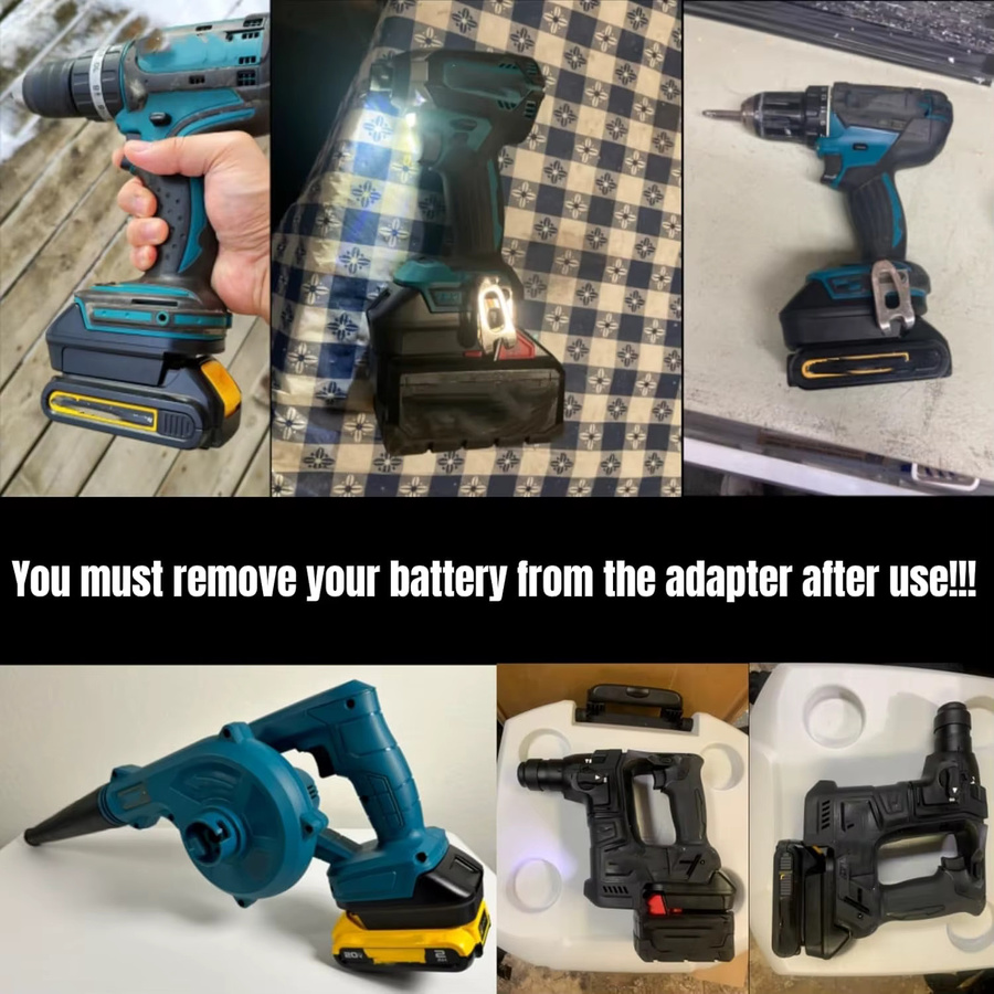 GiFi Power DM18M Konverter-Batterieadapter mit USB-Ladeanschluss für Dewalt 20V und Milwaukee 18V Lithium-Batterien, kompatibel mit Makita-Werkzeugen, Schwarz - Bild 4