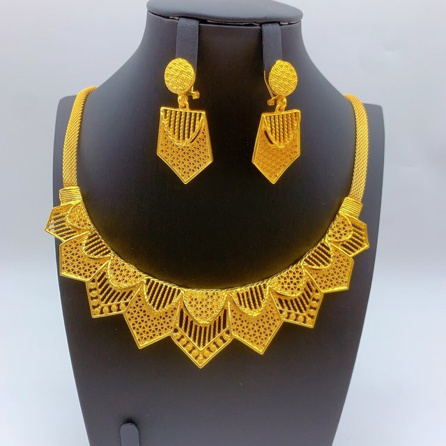 ANIID Schmuckset, 24k vergoldet, Halskette, Ohrringe, Anhänger, Damen - Bild 1