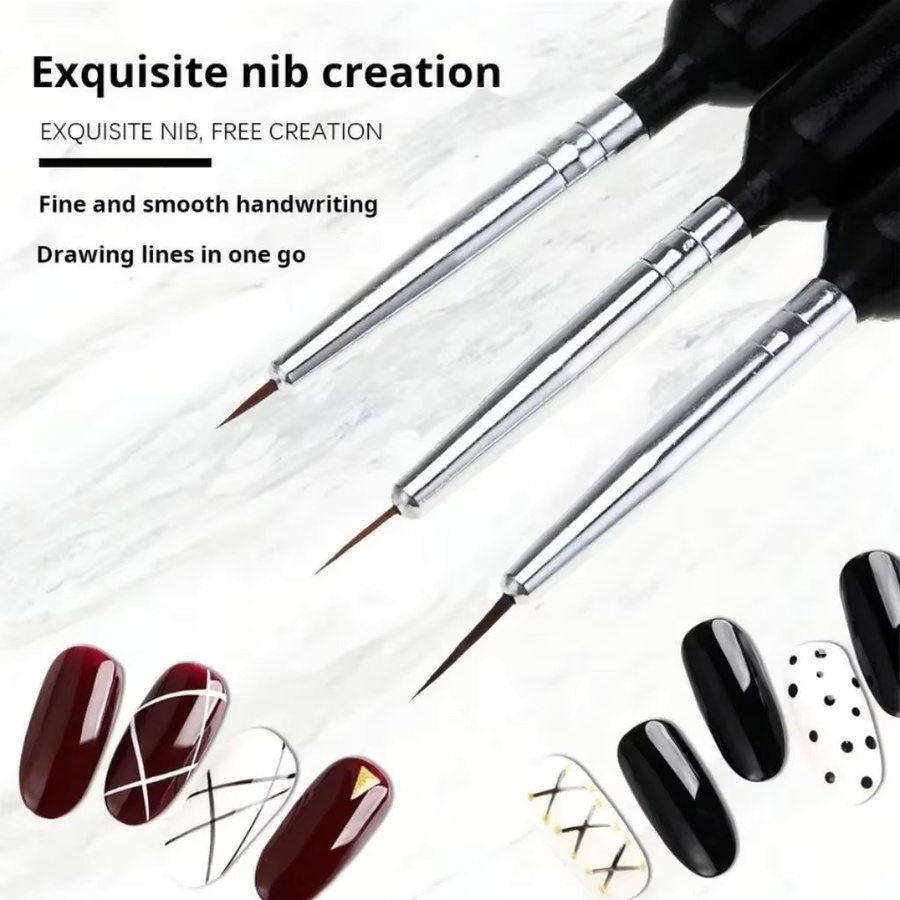 3 Stück professionelle Detailpinsel in Schwarz für Nail-Art und Modellbau - Bild 6