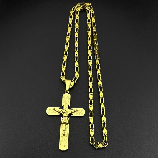 JYTF Halskette Kruzifix, Edelstahl, Gold, Punk, Unisex - Bild 1