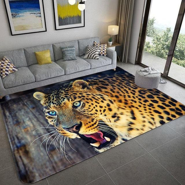 Weicher Teppich mit Leopardenmuster und 3D-Tierdruck, rutschfest und saugfähig, B/T: 60 x 90 cm, Mehrfarbig - Bild 1