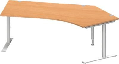 Schäfer Shop Genius Winkelschreibtisch MODENA FLEX 135 Grad mit C-Fuß-Rundrohr, Ansatz rechts, Farbe Buche, Breite: 216,5 cm - Bild 1
