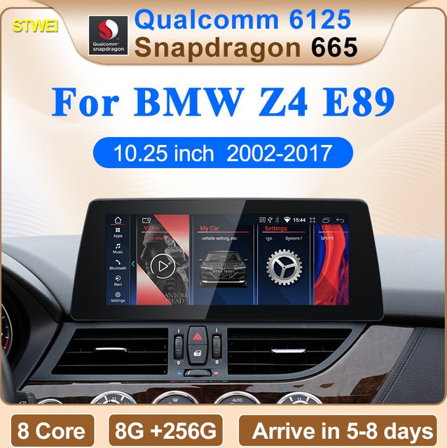 STWEI Wireless CarPlay Android 14 Bildschirm mit Qualcomm Snapdragon 665 und GPS für BMW Z4 E85 E86 E89 CIC in Schwarz - Bild 1