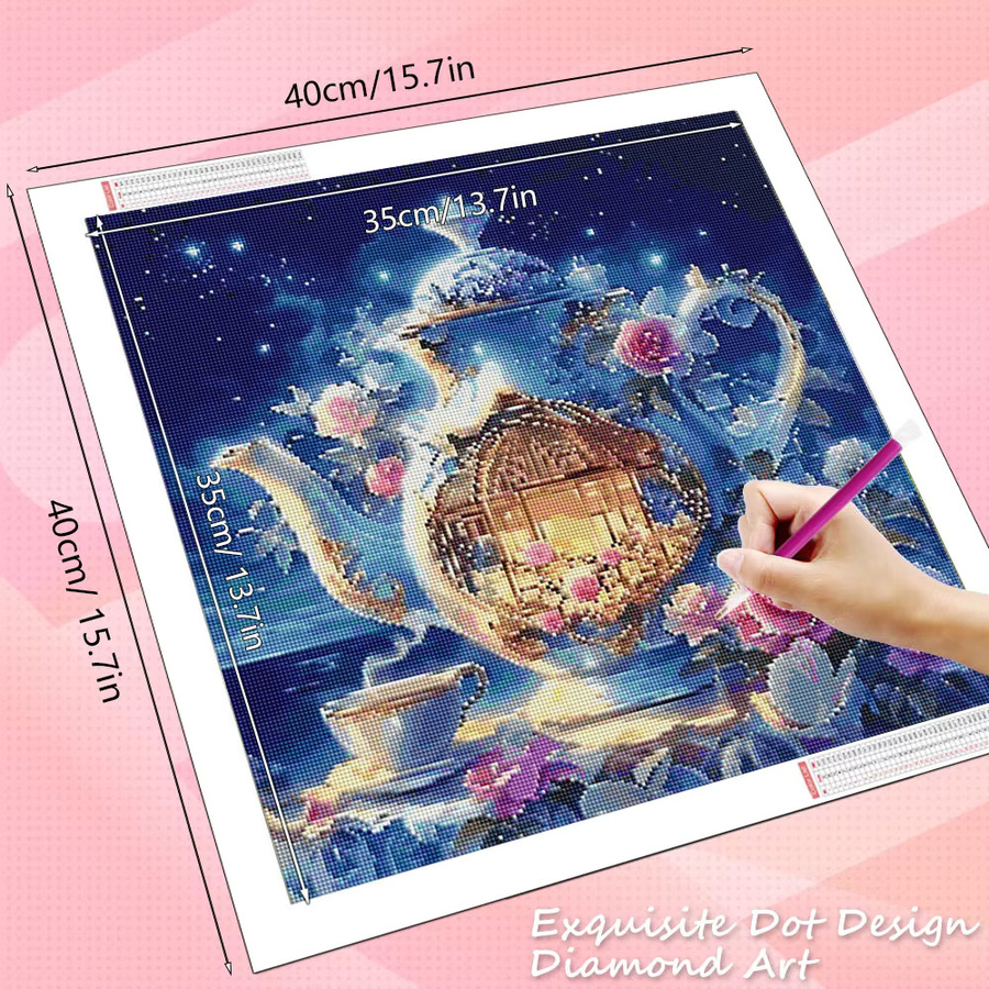 HUACAN Diamantmosaik-Malerei Landschaft mit Tasse als Diamond Painting Set in Mehrfarbig, B/H: 20 x 20 cm - Bild 1